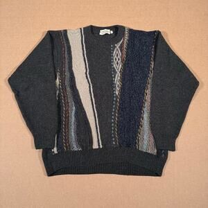 Vintage 90s Sweater Coogi Style Textured Knit Abstract Pattern Made in Italy M